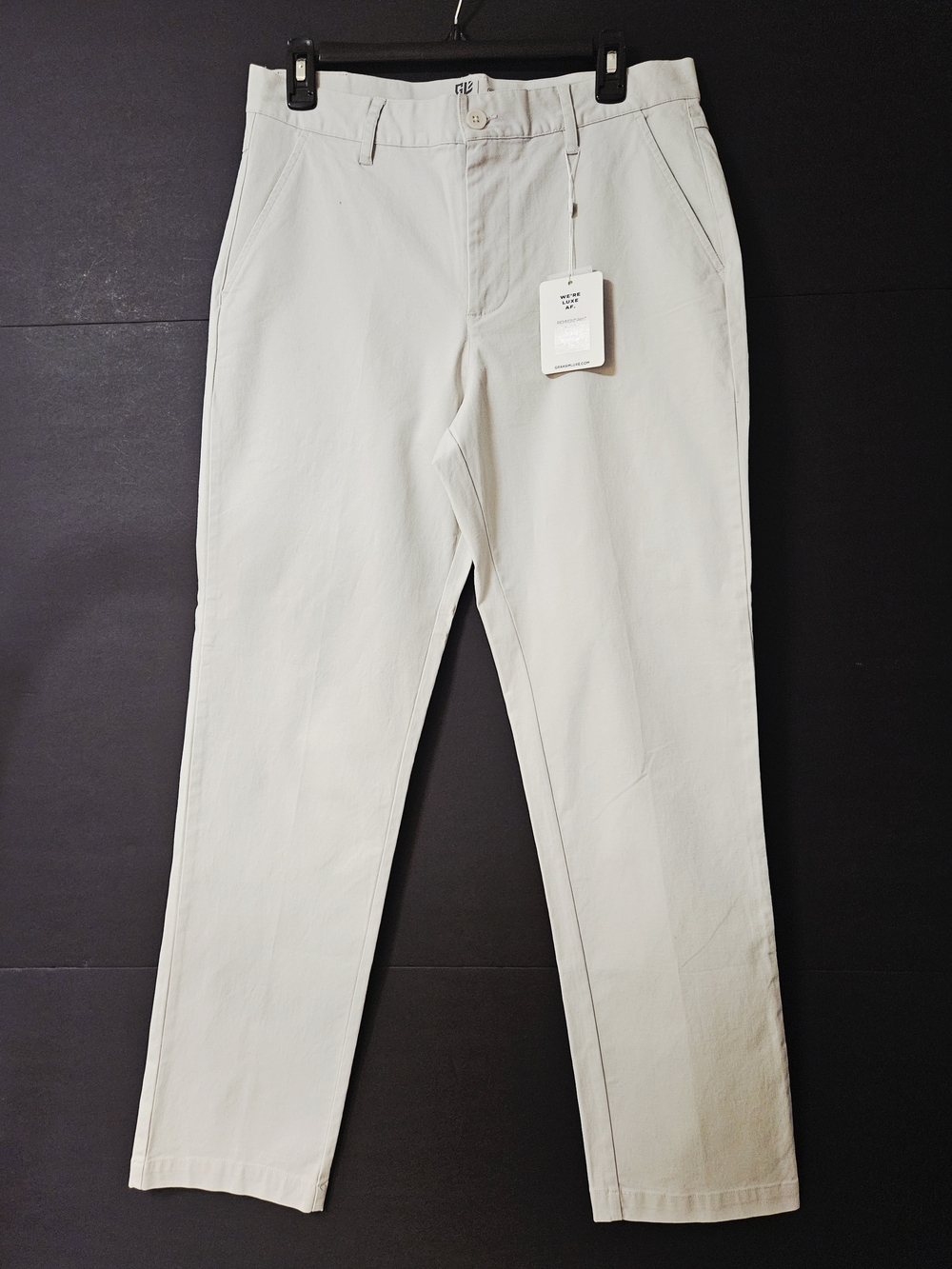 NWT Graham Luxe Richmond Pant Mens 32x30 Silver Grey Cotton Stretch Chino